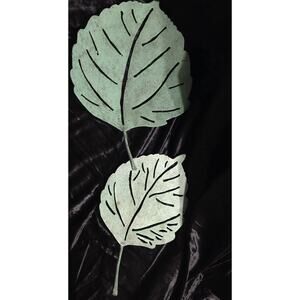 Metal "Poplar Fallen Leaves" set of 2 powder coated green decor footed FIGI